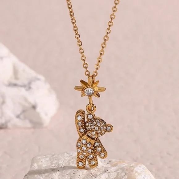 Jewelry - NEW TEDDY BEAR 18K GOLD DIAMOND PENDANT NECKLACE, NICE NECKLACE, CUTE NECKLACE